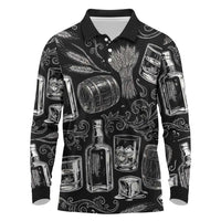Whisky Neat Long Sleeve Polo Shirt Vintage Bold Statement Design