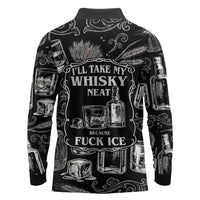 Whisky Neat Long Sleeve Polo Shirt Vintage Bold Statement Design