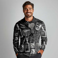 Whisky Neat Long Sleeve Polo Shirt Vintage Bold Statement Design