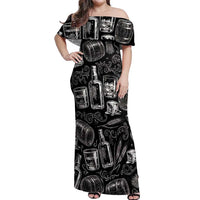 Whisky Neat Off Shoulder Maxi Dress Vintage Bold Statement Design