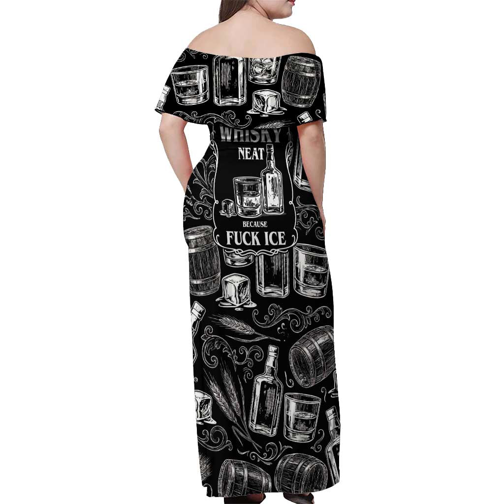 Whisky Neat Off Shoulder Maxi Dress Vintage Bold Statement Design