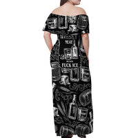 Whisky Neat Off Shoulder Maxi Dress Vintage Bold Statement Design