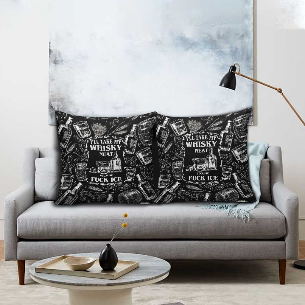 Whisky Neat Pillow Cover Vintage Bold Statement Design