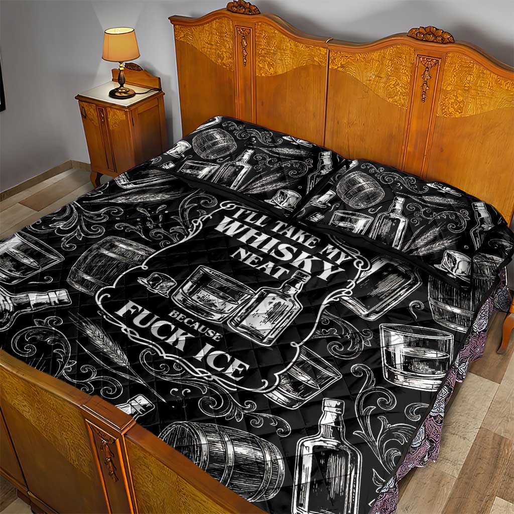 Whisky Neat Quilt Bed Set Vintage Bold Statement Design