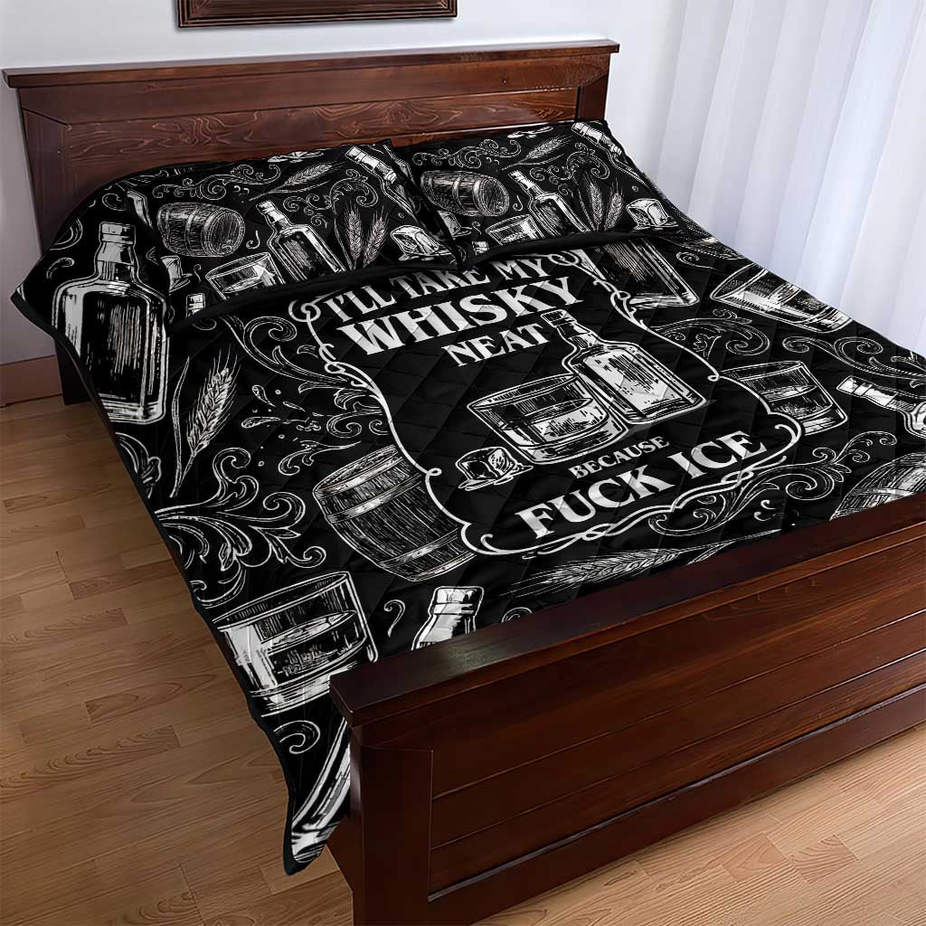 Whisky Neat Quilt Bed Set Vintage Bold Statement Design