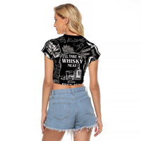 Whisky Neat Raglan Cropped T Shirt Vintage Bold Statement Design