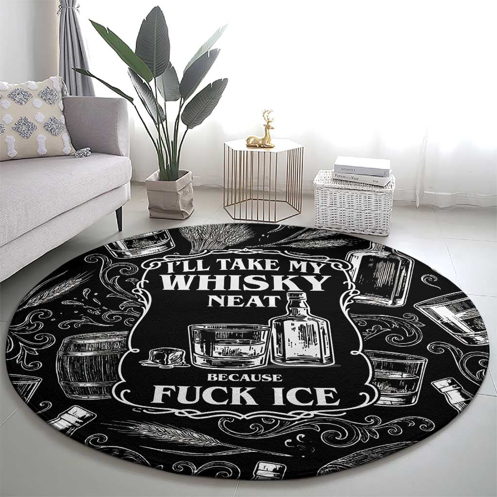 Whisky Neat Round Carpet Vintage Bold Statement Design