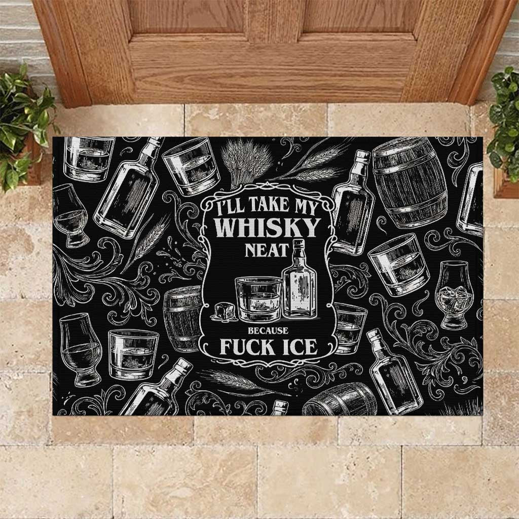 Whisky Neat Rubber Doormat Vintage Bold Statement Design