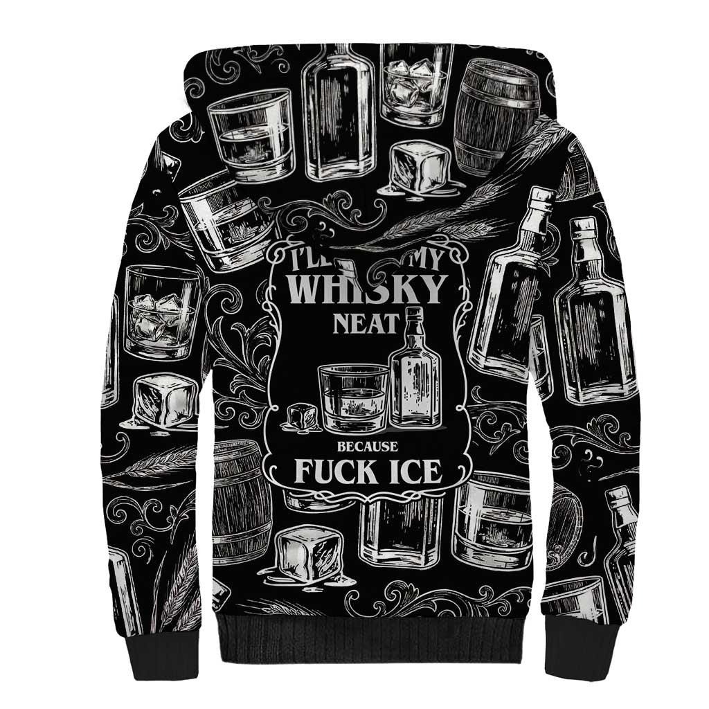 Whisky Neat Sherpa Hoodie Vintage Bold Statement Design