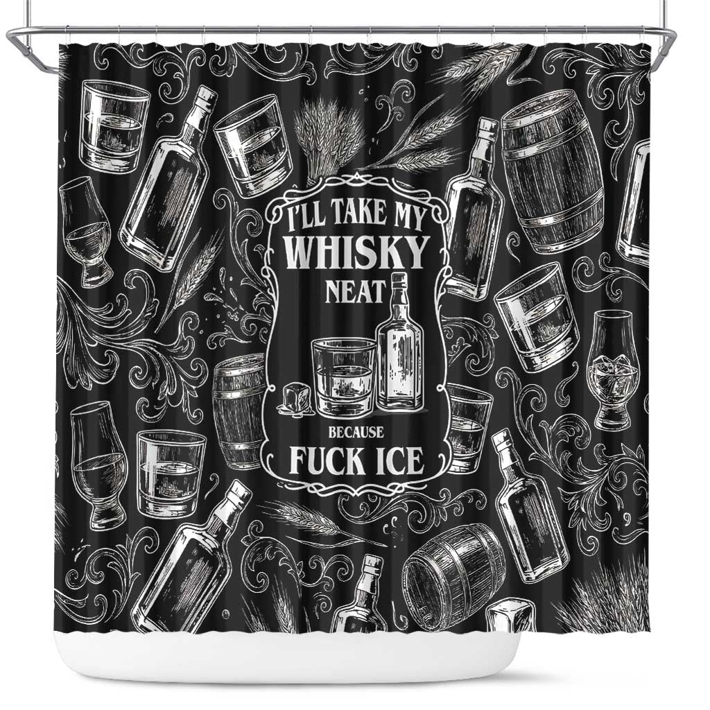 Whisky Neat Shower Curtain Vintage Bold Statement Design