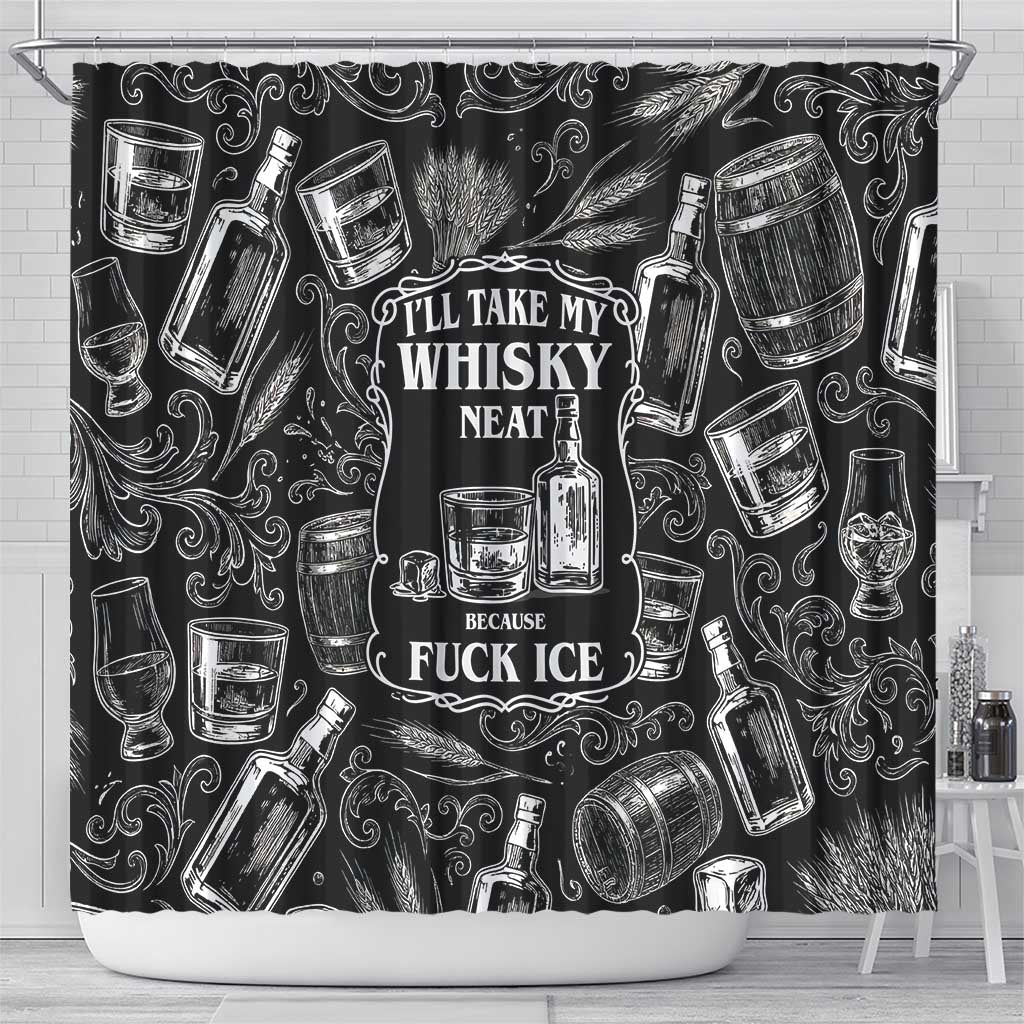 Whisky Neat Shower Curtain Vintage Bold Statement Design