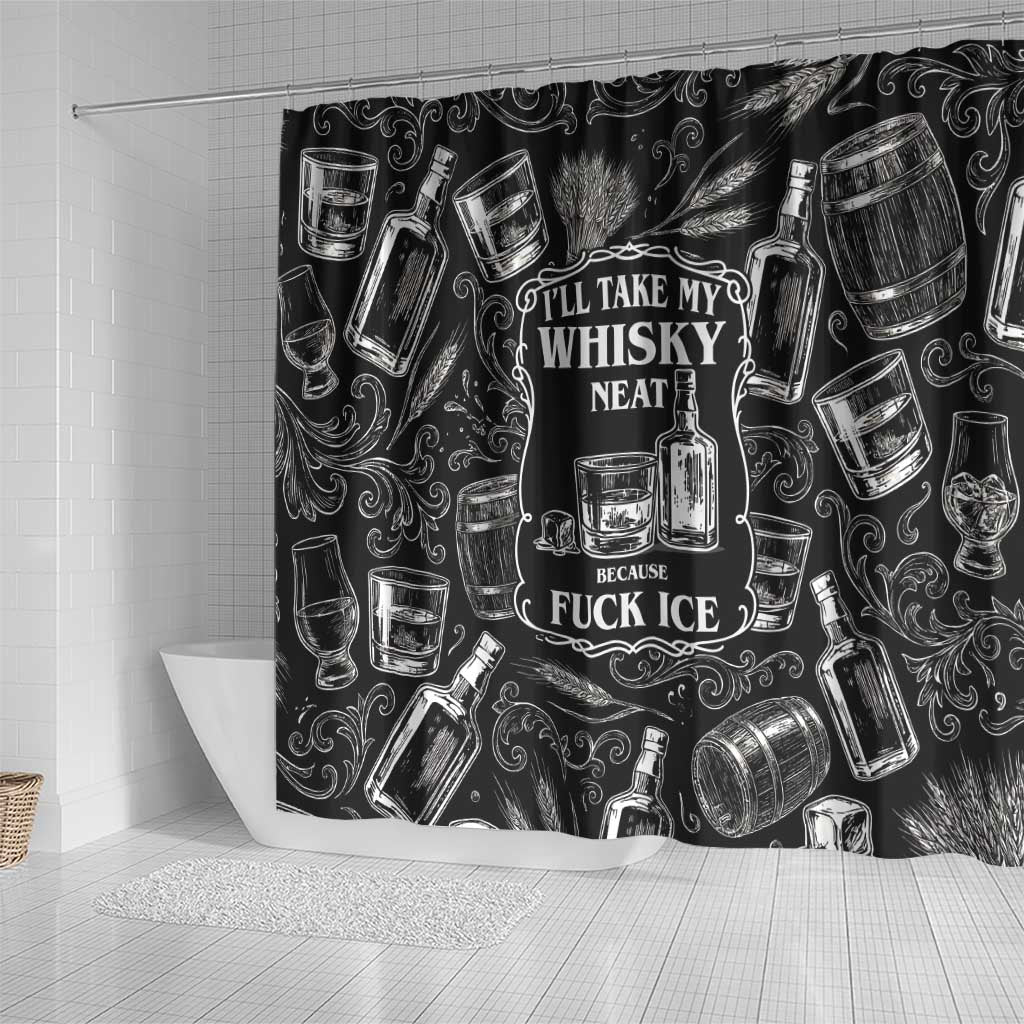 Whisky Neat Shower Curtain Vintage Bold Statement Design