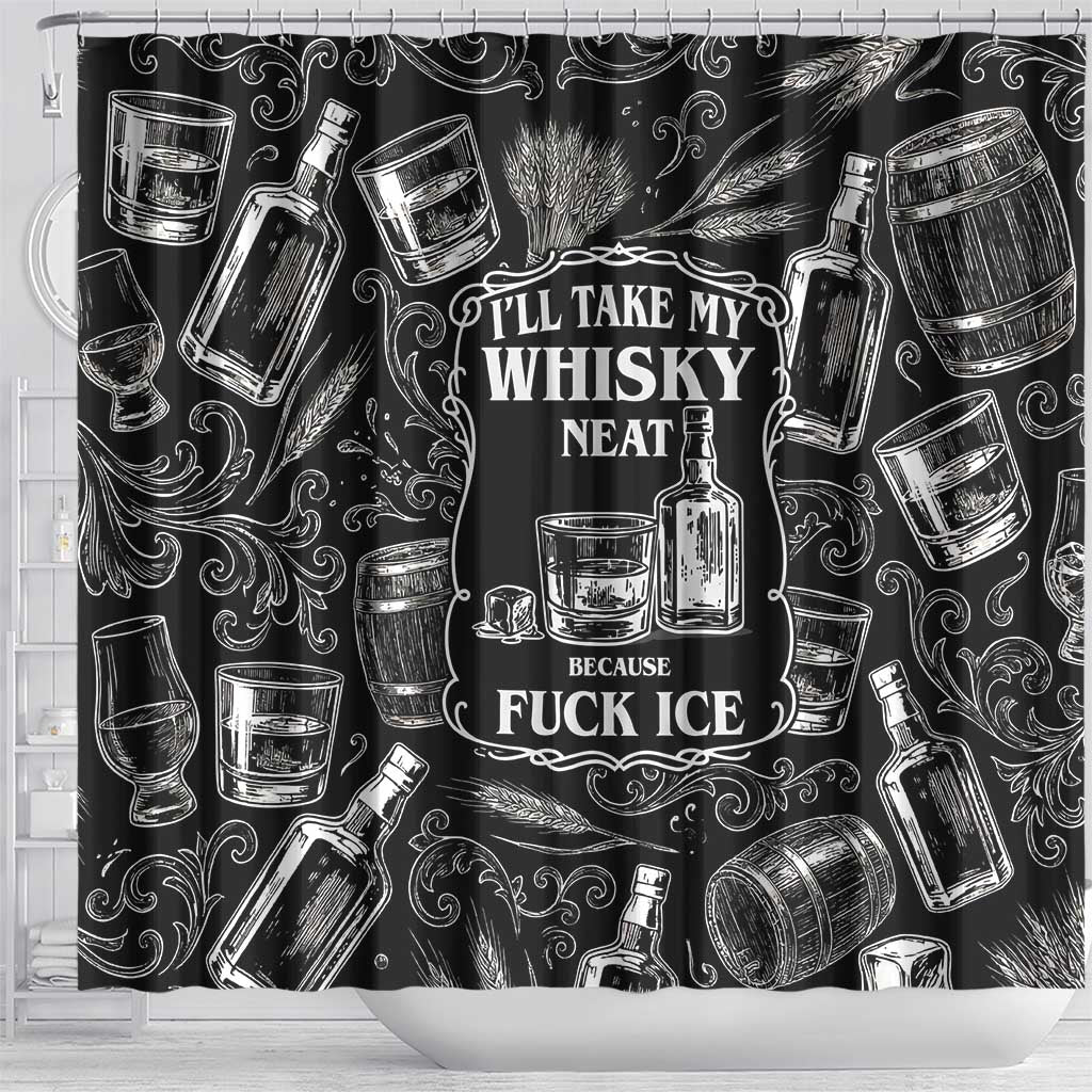 Whisky Neat Shower Curtain Vintage Bold Statement Design