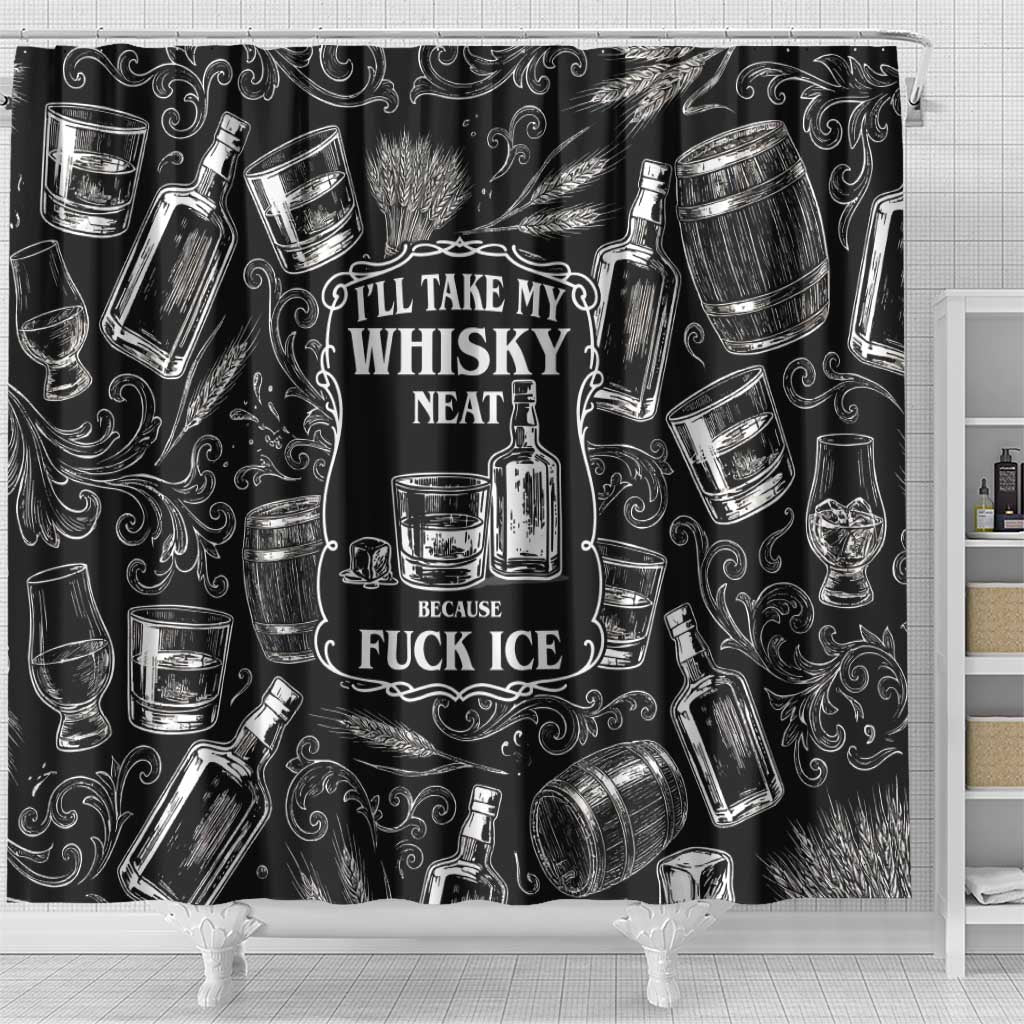 Whisky Neat Shower Curtain Vintage Bold Statement Design