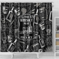 Whisky Neat Shower Curtain Vintage Bold Statement Design