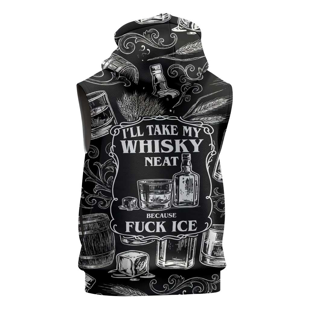 Whisky Neat Sleeveless Hoodie Vintage Bold Statement Design