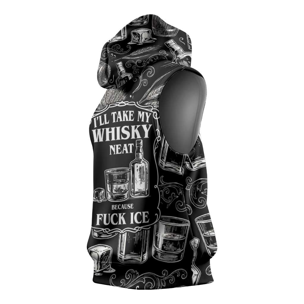 Whisky Neat Sleeveless Hoodie Vintage Bold Statement Design