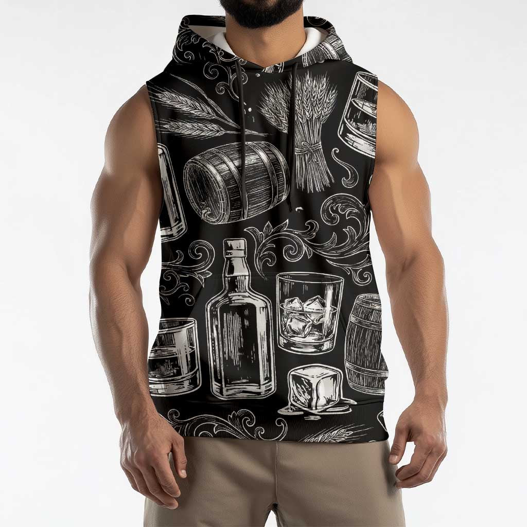 Whisky Neat Sleeveless Hoodie Vintage Bold Statement Design