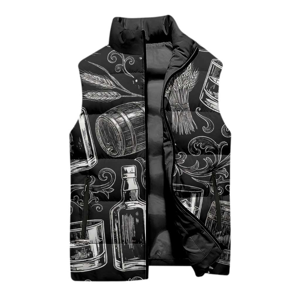 Whisky Neat Sleeveless Puffer Jacket Vintage Bold Statement Design