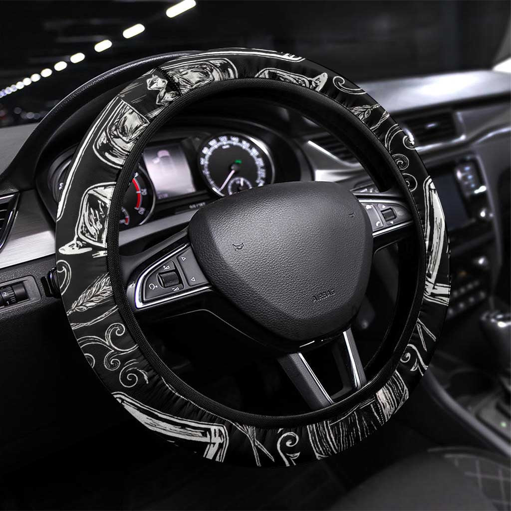 Whisky Neat Steering Wheel Cover Vintage Bold Statement Design