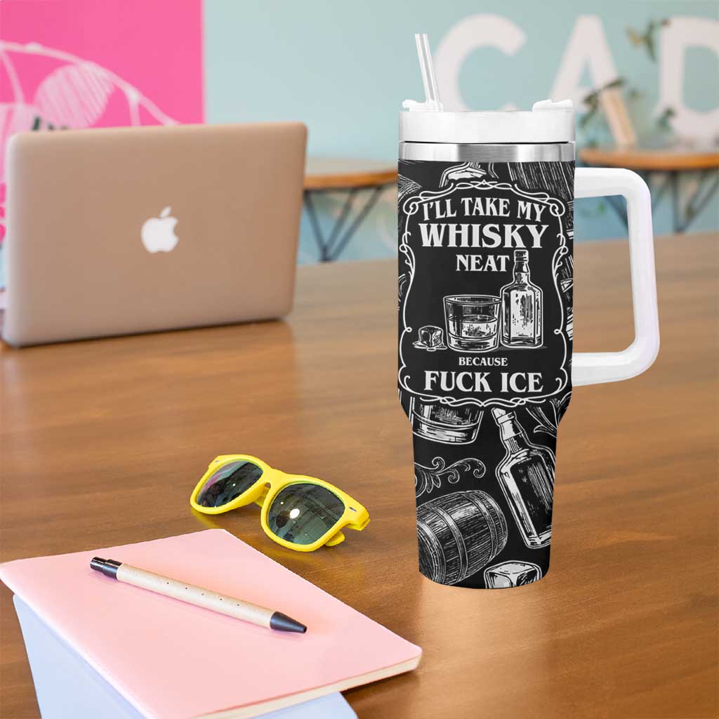 Whisky Neat Tumbler With Handle Vintage Bold Statement Design