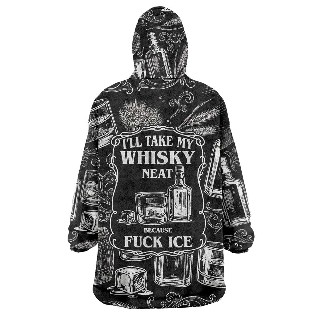 Whisky Neat Wearable Blanket Hoodie Vintage Bold Statement Design
