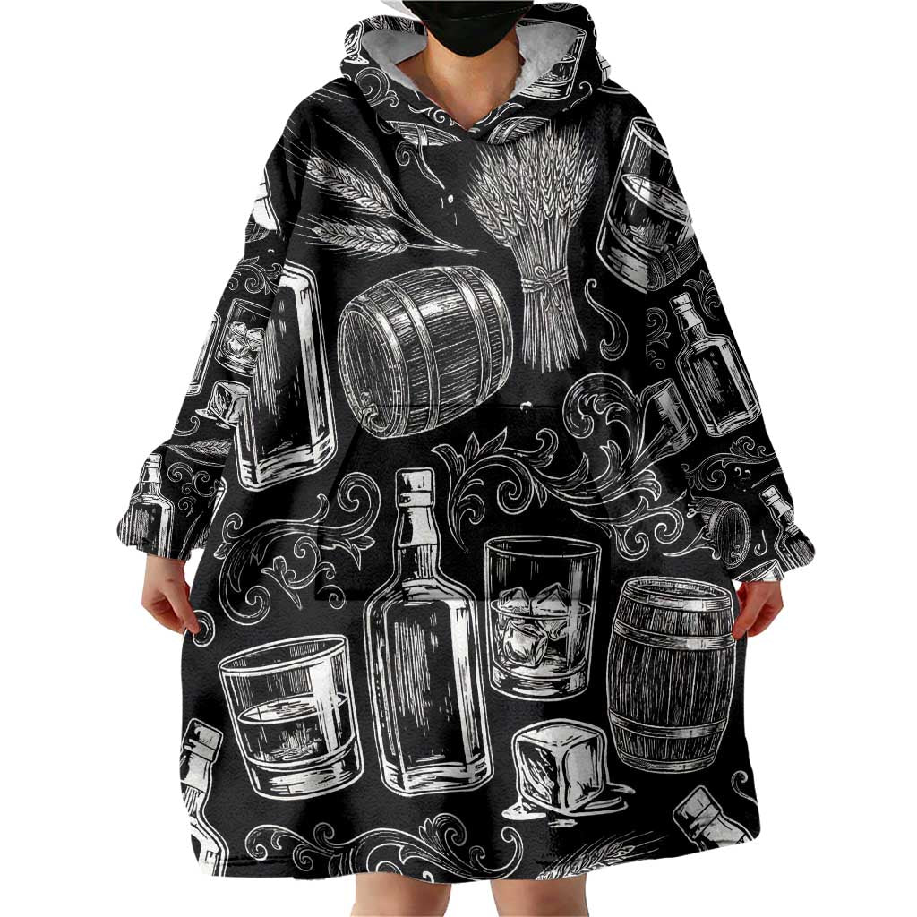 Whisky Neat Wearable Blanket Hoodie Vintage Bold Statement Design