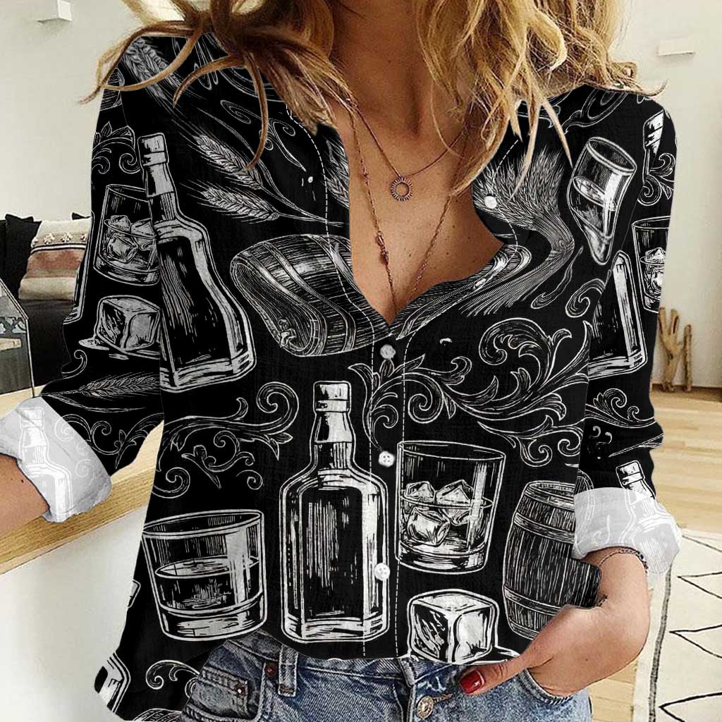 Whisky Neat Women Casual Shirt Vintage Bold Statement Design