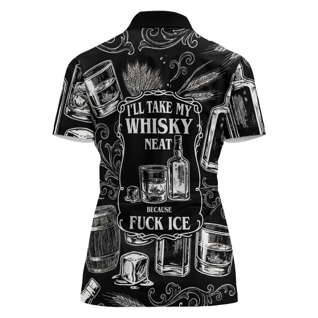 Whisky Neat Women Polo Shirt Vintage Bold Statement Design
