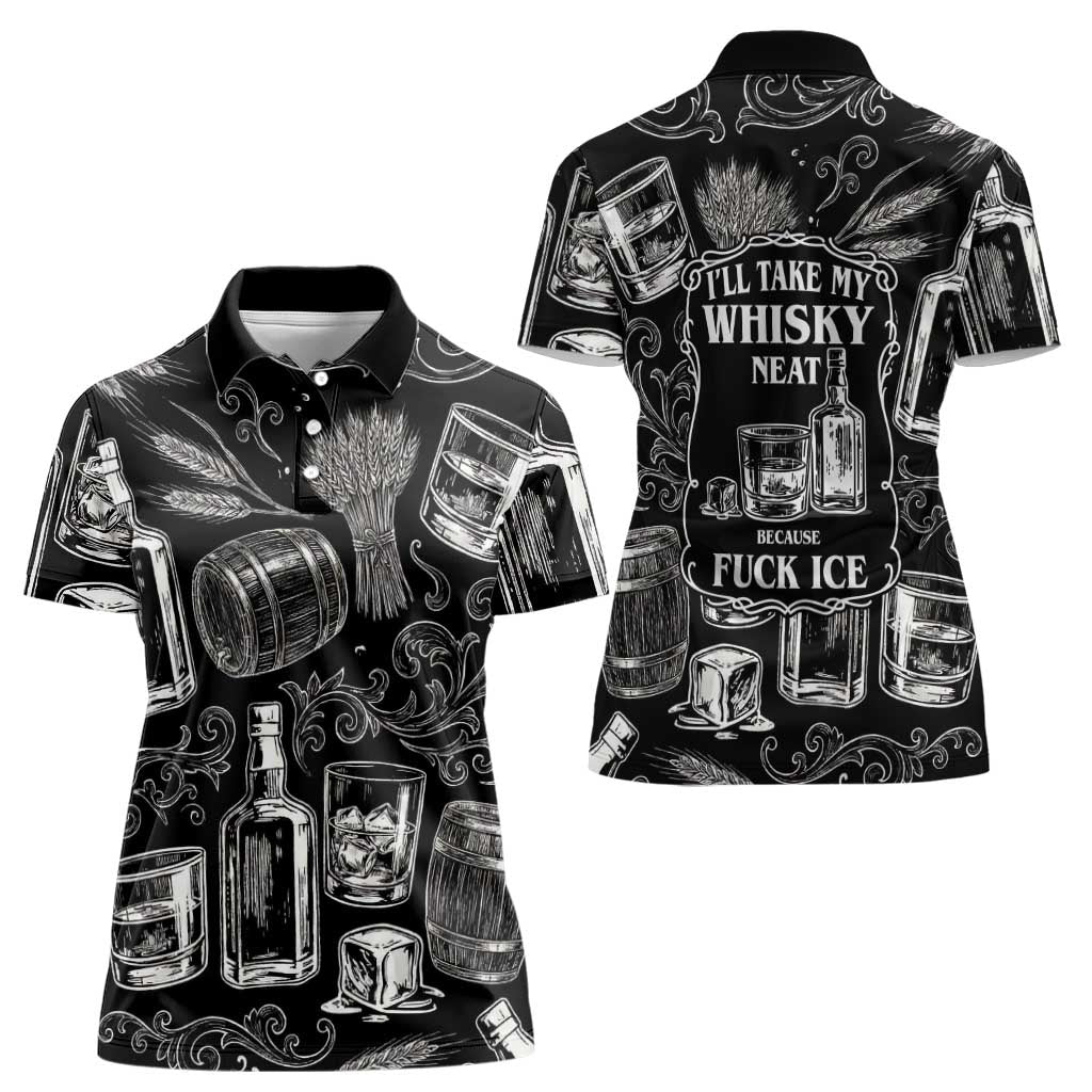 Whisky Neat Women Polo Shirt Vintage Bold Statement Design
