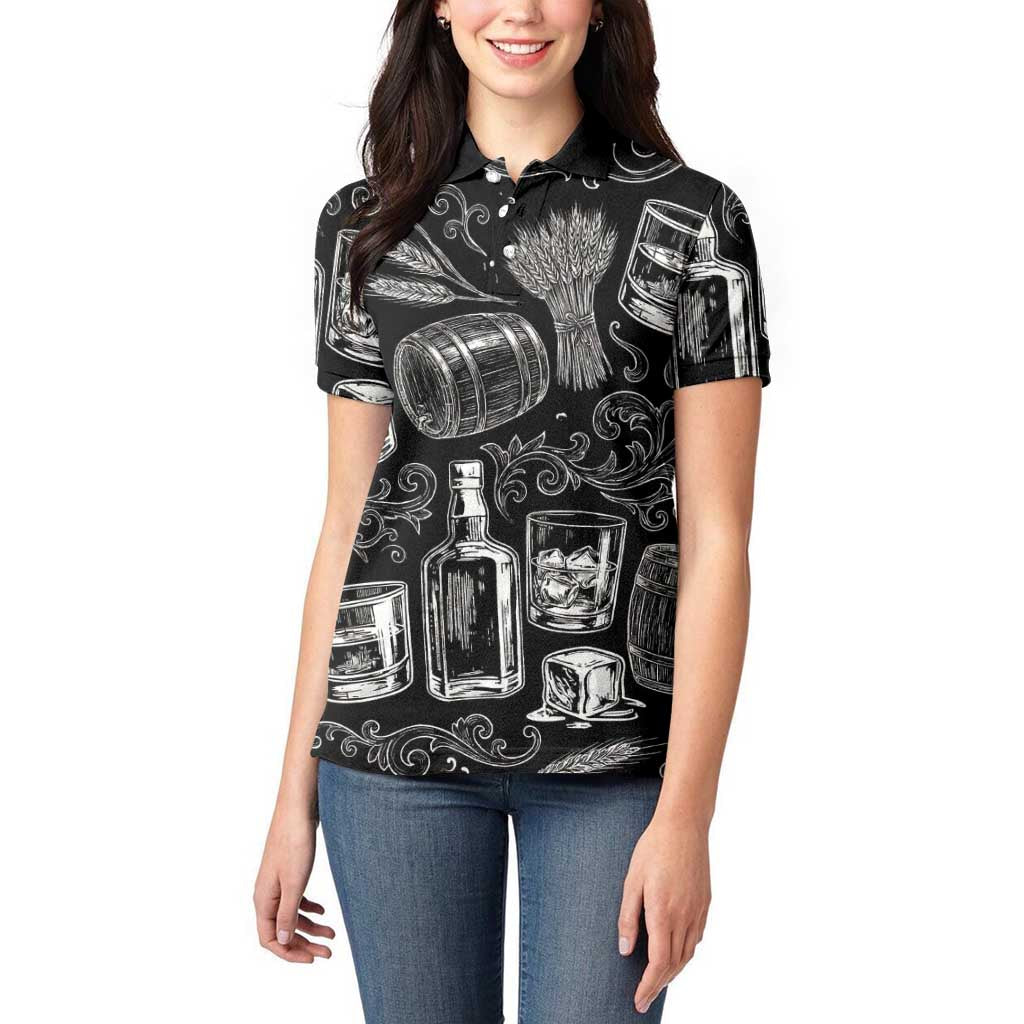 Whisky Neat Women Polo Shirt Vintage Bold Statement Design