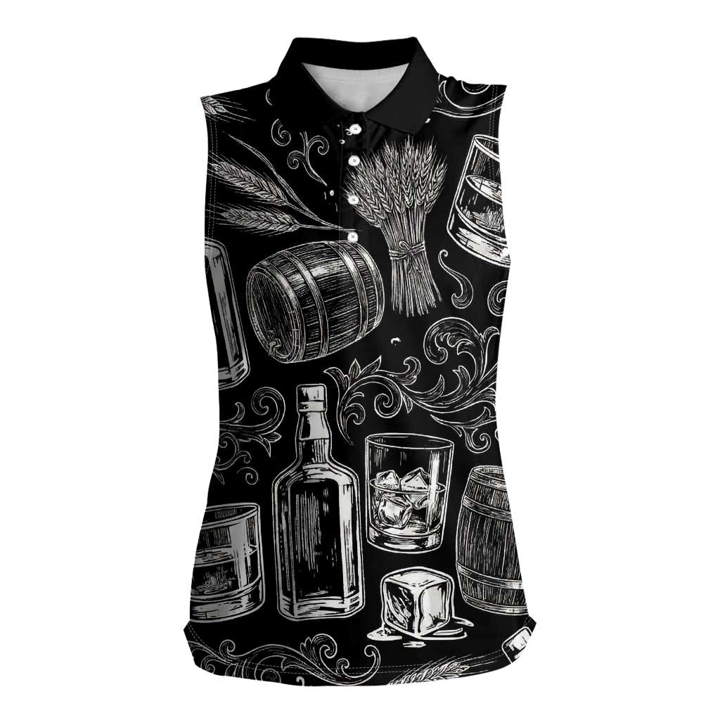 Whisky Neat Women Sleeveless Polo Shirt Vintage Bold Statement Design