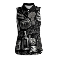 Whisky Neat Women Sleeveless Polo Shirt Vintage Bold Statement Design