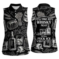Whisky Neat Women Sleeveless Polo Shirt Vintage Bold Statement Design