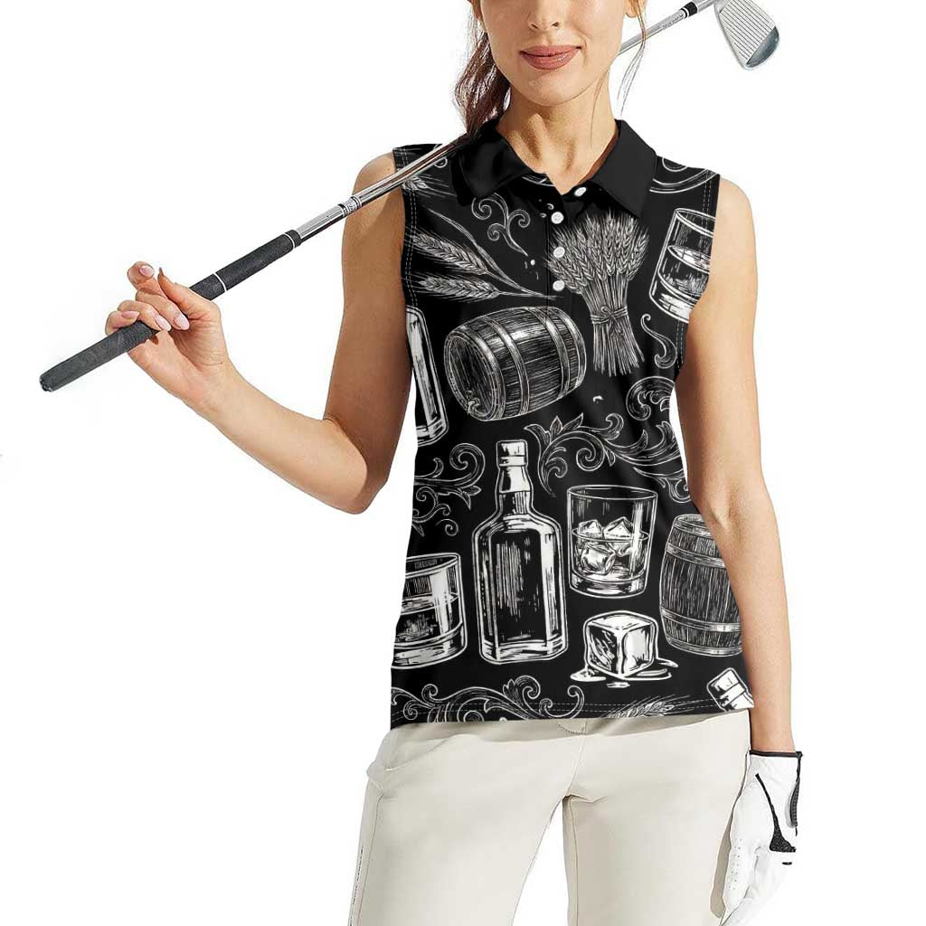 Whisky Neat Women Sleeveless Polo Shirt Vintage Bold Statement Design