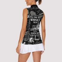Whisky Neat Women Sleeveless Polo Shirt Vintage Bold Statement Design