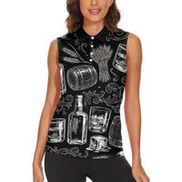 Whisky Neat Women Sleeveless Polo Shirt Vintage Bold Statement Design