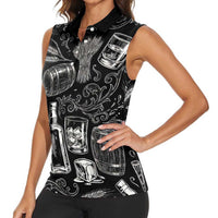 Whisky Neat Women Sleeveless Polo Shirt Vintage Bold Statement Design
