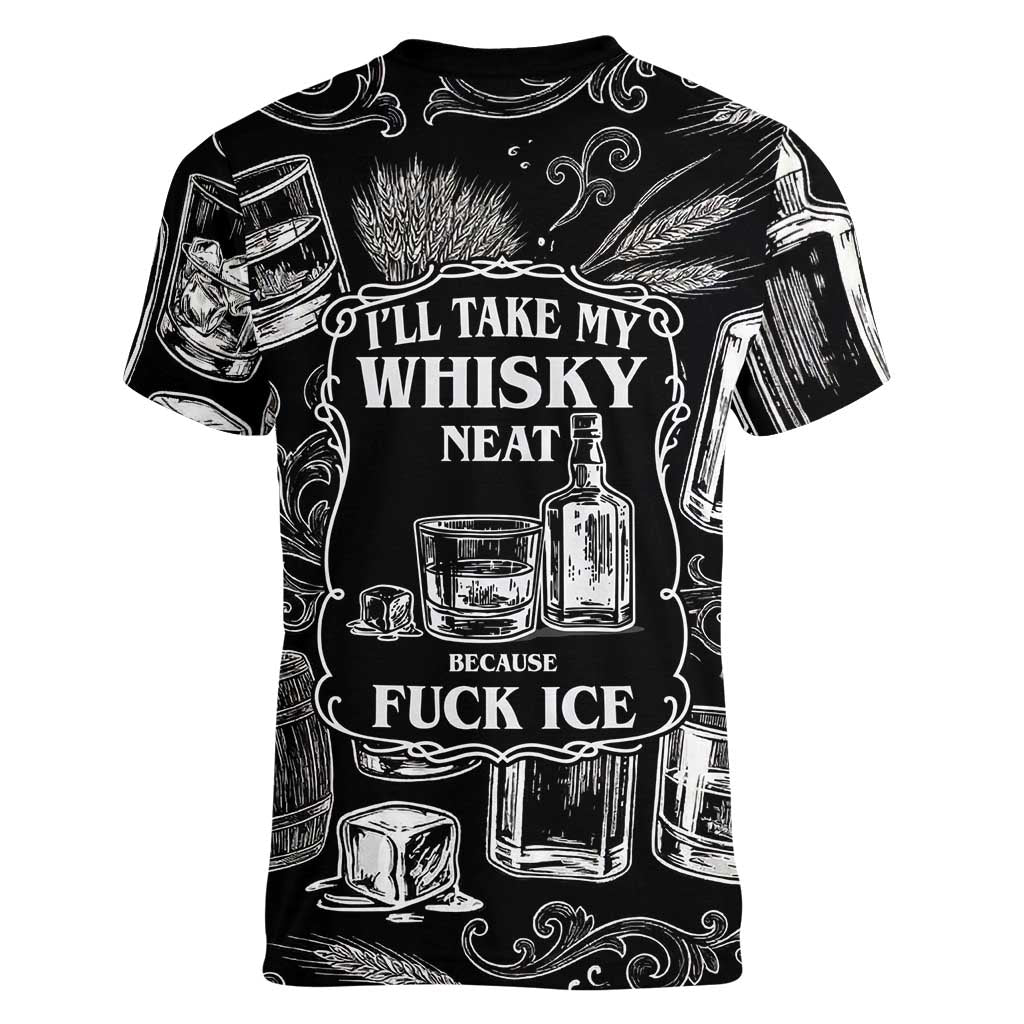 Whisky Neat Women V-Neck T-Shirt Vintage Bold Statement Design