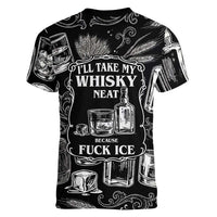 Whisky Neat Women V-Neck T-Shirt Vintage Bold Statement Design