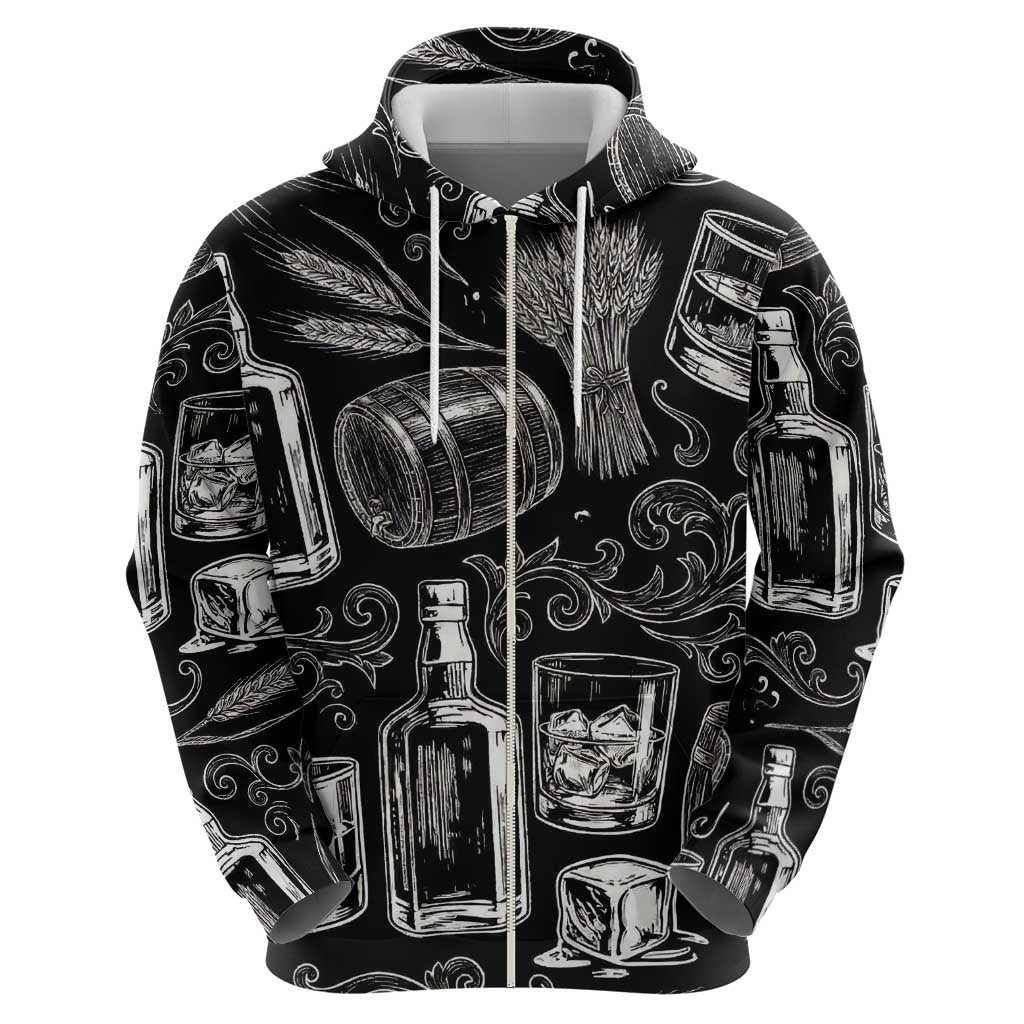 Whisky Neat Zip Hoodie Vintage Bold Statement Design