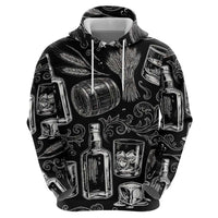 Whisky Neat Zip Hoodie Vintage Bold Statement Design