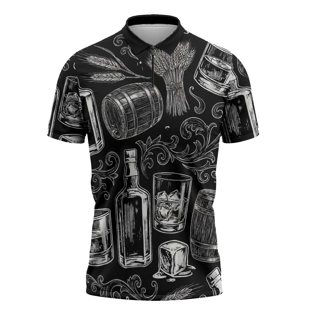Whisky Neat Zipper Polo Shirt Vintage Bold Statement Design