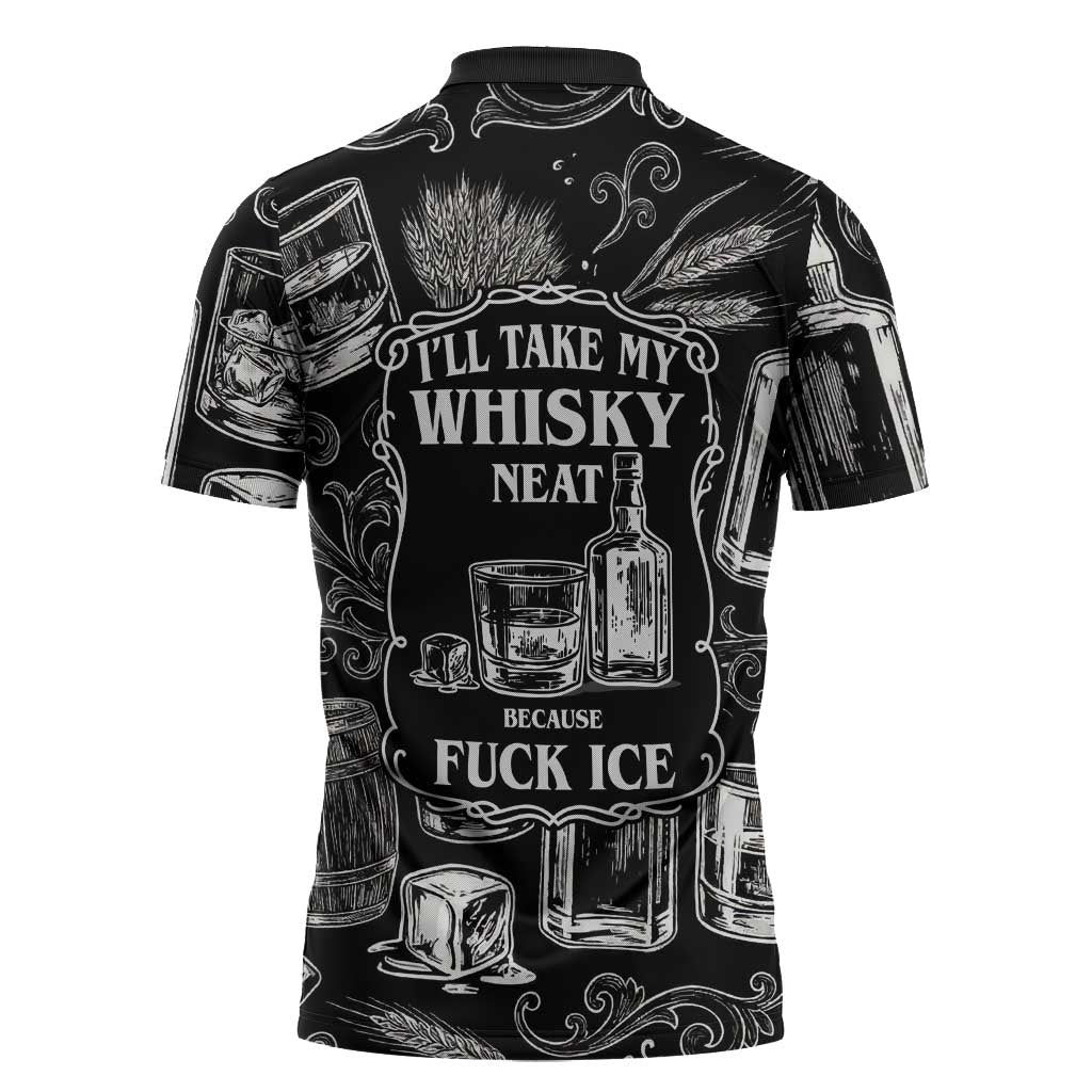 Whisky Neat Zipper Polo Shirt Vintage Bold Statement Design