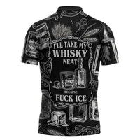 Whisky Neat Zipper Polo Shirt Vintage Bold Statement Design