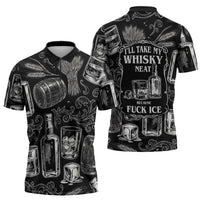 Whisky Neat Zipper Polo Shirt Vintage Bold Statement Design