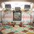 Santorini Greece Back Car Seat Cover Sunset Village Print and Mediterranean Geometric Pattern