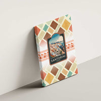 Santorini Greece Canvas Wall Art Sunset Village Print and Mediterranean Geometric Pattern