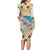 Santorini Greece Family Matching Long Sleeve Bodycon Dress and Hawaiian Shirt Sunset Village Print and Mediterranean Geometric Pattern