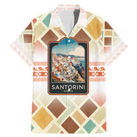 Santorini Greece Family Matching Mermaid Dress and Hawaiian Shirt Sunset Village Print and Mediterranean Geometric Pattern